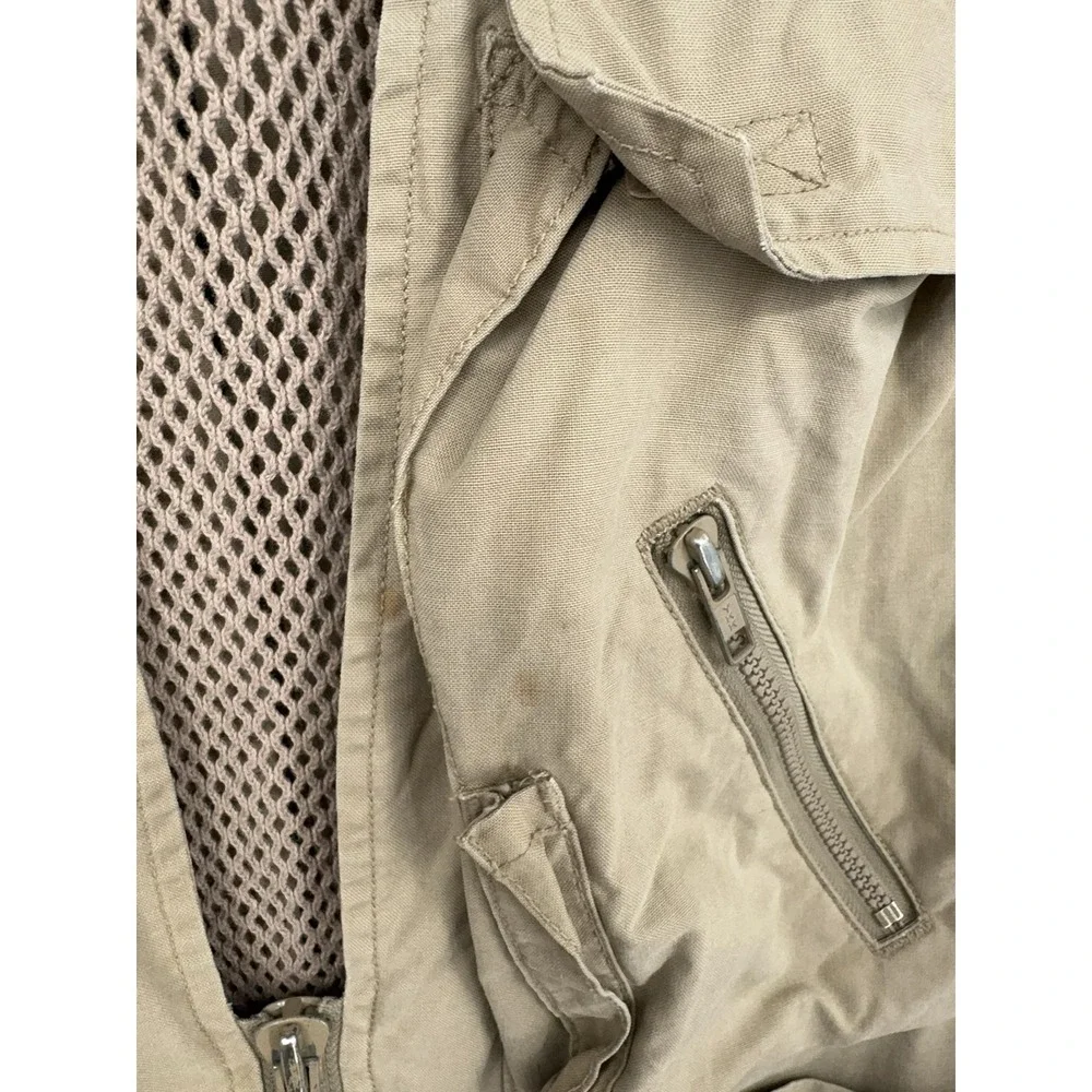 Banana Republic Vest Mens Medium Beige Utility Fishing Multi Pocket Outdoor